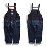Overalls Men Jumpsuit Color Matching Cargo Overalls Men's Suspender Pants Strap Daddy Pants Denim