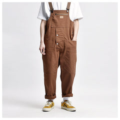 Overalls Men Jumpsuit Amekaji Multi-Pocket Overalls Men Cargo Overalls Suspenders