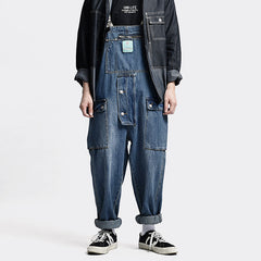Overalls Men Jumpsuit Washed and Worn Denim Suspender Pants Men's Fashion Brand Multi-Pocket Suspenders