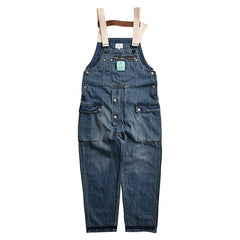 Overalls Men Jumpsuit Washed and Worn Denim Suspender Pants Men's Fashion Brand Multi-Pocket Suspenders