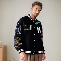 Men Jacket Loose Flocking Letters for Men and Women