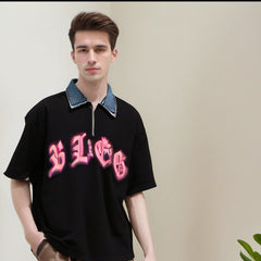 Unisex Polo Shirt Print Splicing Short Sleeve