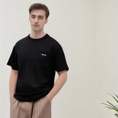 Men T Shirts Embroidered Workwear with Pocket Short Sleeve