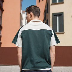 Unisex Polo Shirt Splicing Short Sleeve Polo Shirt for Boys