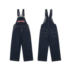 Overalls Men Jumpsuit Letter Embroidered Denim Suspender Pants Men's Loose Wide Leg
