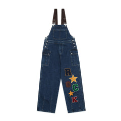 Overalls Men Jumpsuit Denim Cargo Pants Suspender Pants Vibe Design Loose Letter XINGX Embroidered One-Piece Trousers