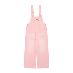 Overalls Men Jumpsuit Denim Cargo Pants Suspender Pants Loose Straight Wide Leg Casual Suspender Jumpsuit