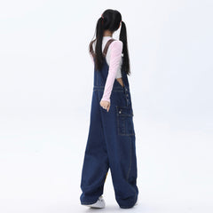 Overalls Men Jumpsuit Letter Embroidered Denim Suspender Pants Men's Casual Loose Straight Cargo Jumpsuit