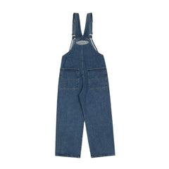 Overalls Men Jumpsuit Letter Embroidered Denim Suspender Pants Men's Baggy Straight Trousers Multi-Pocket Casual