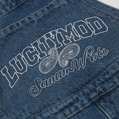 Overalls Men Jumpsuit Letter Embroidered Denim Suspender Pants Men's Baggy Straight Trousers Multi-Pocket Casual