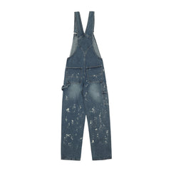 Overalls Men Jumpsuit Men's Denim Overalls Ins High Street Inkjet Letter Straight Cargo Jumpsuit