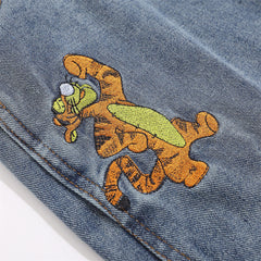 Overalls Men Jumpsuit Embroidered Denim Suspender Pants Fashion Brand Street Tooling Suspender Jumpsuit Straight-Leg Trousers