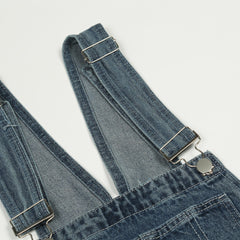 Overalls Men Jumpsuit Men's Denim Overalls Ins High Street Inkjet Letter Straight Cargo Jumpsuit