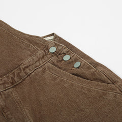 Overalls Men Jumpsuit Simple Retro Denim Suspender Pants Loose Straight Cargo Suspender Jumpsuit