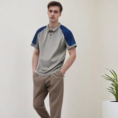 Unisex Polo Shirt Vintage Splicing Summer