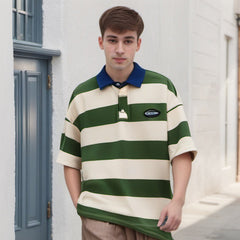 Unisex Polo Shirt Vintage Short Sleeve Loose