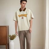 Unisex Polo Shirt Alphabet Color Matching Short Sleeve