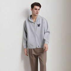 Mens Hoodie Towel Embroidered Hooded Sweater Jacket