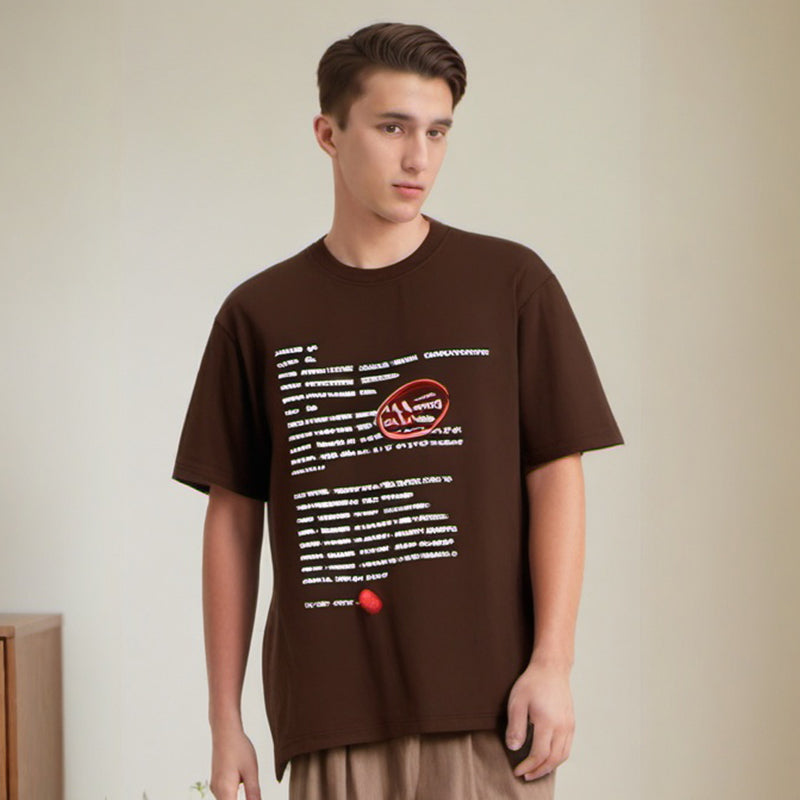 Men T Shirts Letter Print Short-Sleeve T-shirt