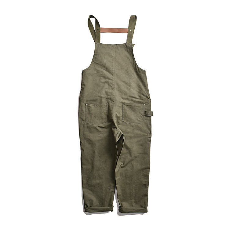 Overalls Men Jumpsuit Amekaji Multi-Pocket Overalls Men Cargo Overalls Suspenders
