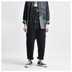 Overalls Men Jumpsuit Amekaji Multi-Pocket Overalls Men Cargo Overalls Suspenders
