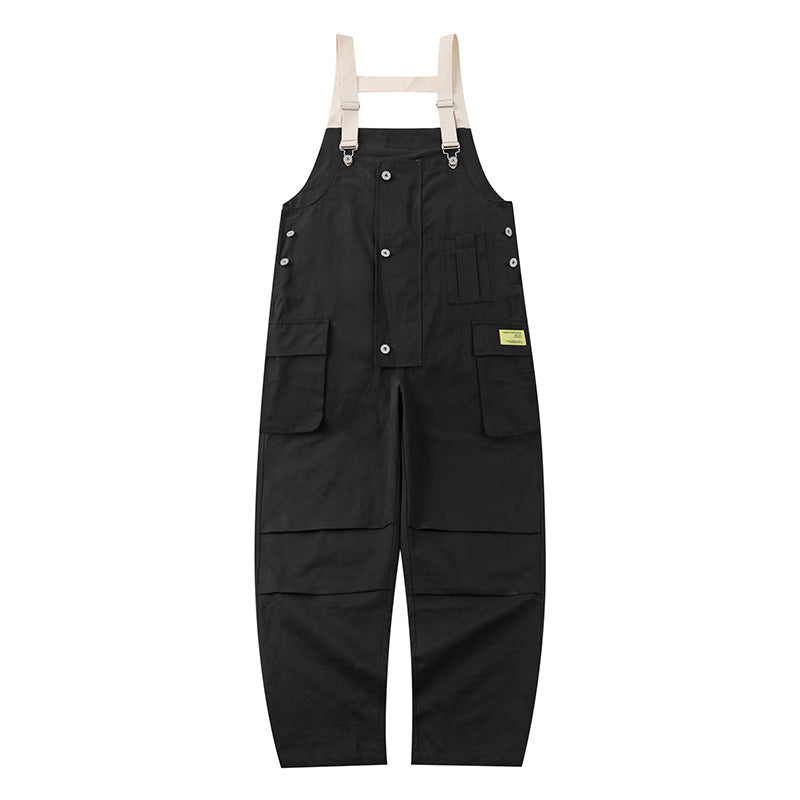 Overalls Men Jumpsuit Multi-Pocket Workwear Overalls Men's Loose Suspenders Street Jumpsuit