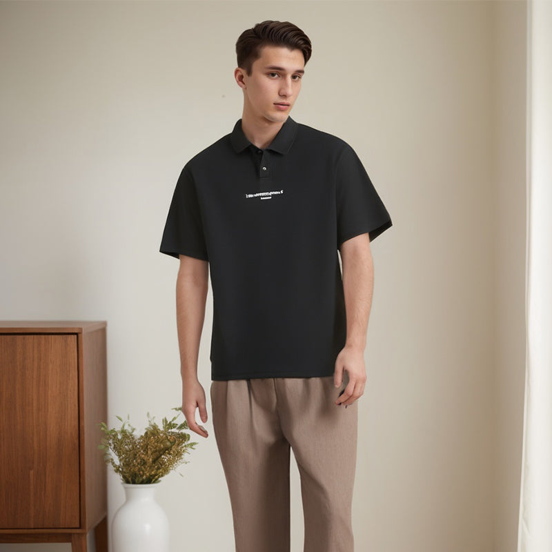 Unisex Polo Shirt Summer Vintage Alphabet Embroidery