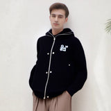 Mens Hoodie Towel Embroidered Hooded Sweater Jacket