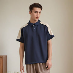 Unisex Polo Shirt Vintage Splicing Summer