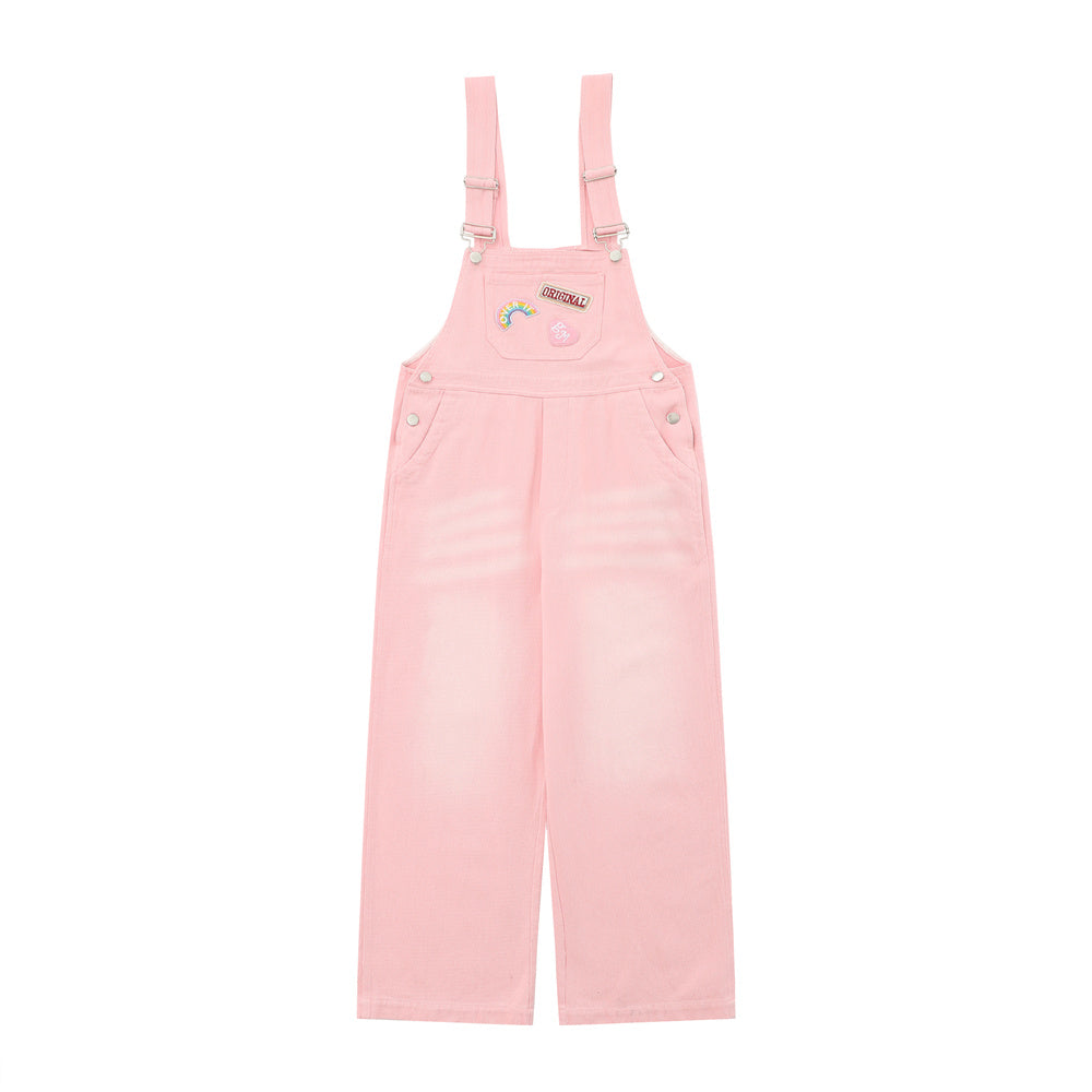 Overalls Men Jumpsuit Denim Cargo Pants Suspender Pants Loose Straight Wide Leg Casual Suspender Jumpsuit
