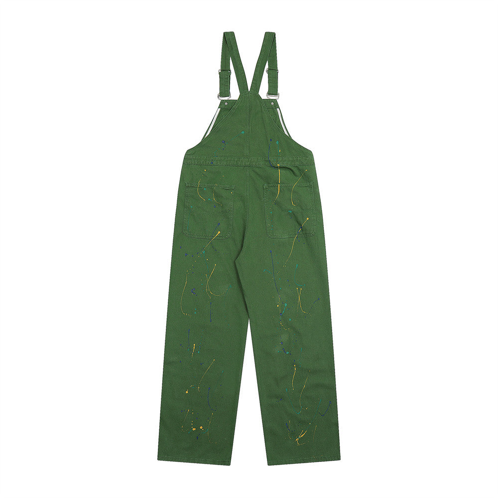 Overalls Men Jumpsuit Letter Embroidered Denim Overalls Men's Loose Ins Fashion Brand Workwear Jumpsuit