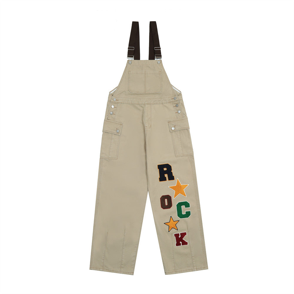 Overalls Men Jumpsuit Denim Cargo Pants Suspender Pants Vibe Design Loose Letter XINGX Embroidered One-Piece Trousers