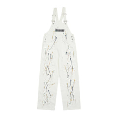 Overalls Men Jumpsuit Letter Embroidered Denim Overalls Men's Loose Ins Fashion Brand Workwear Jumpsuit