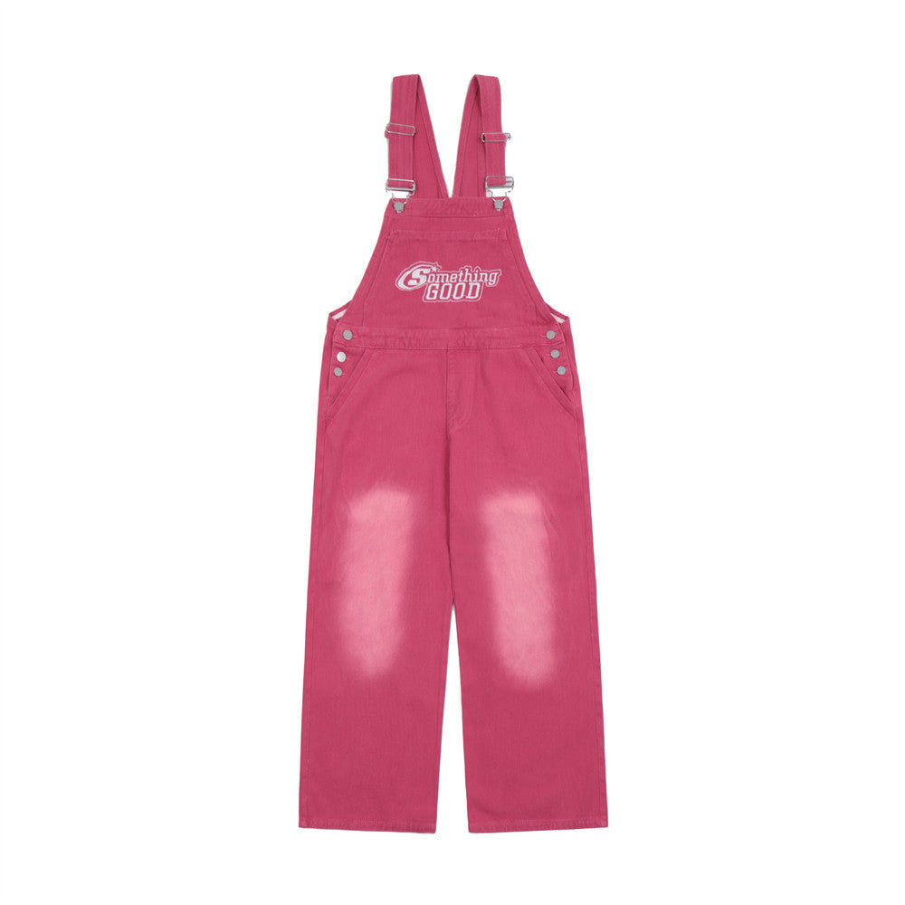 Overalls Men Jumpsuit Letter Embroidered Denim Suspender Pants Menswear Fashion Brand Loose Straight