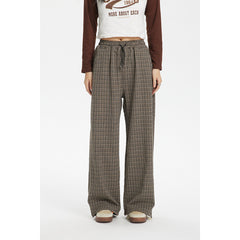 Unisex Sweatpants Vintage Plaid Casual Pants for Men and Women