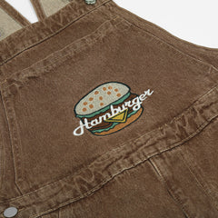 Overalls Men Jumpsuit Simple Retro Denim Suspender Pants Loose Straight Cargo Suspender Jumpsuit