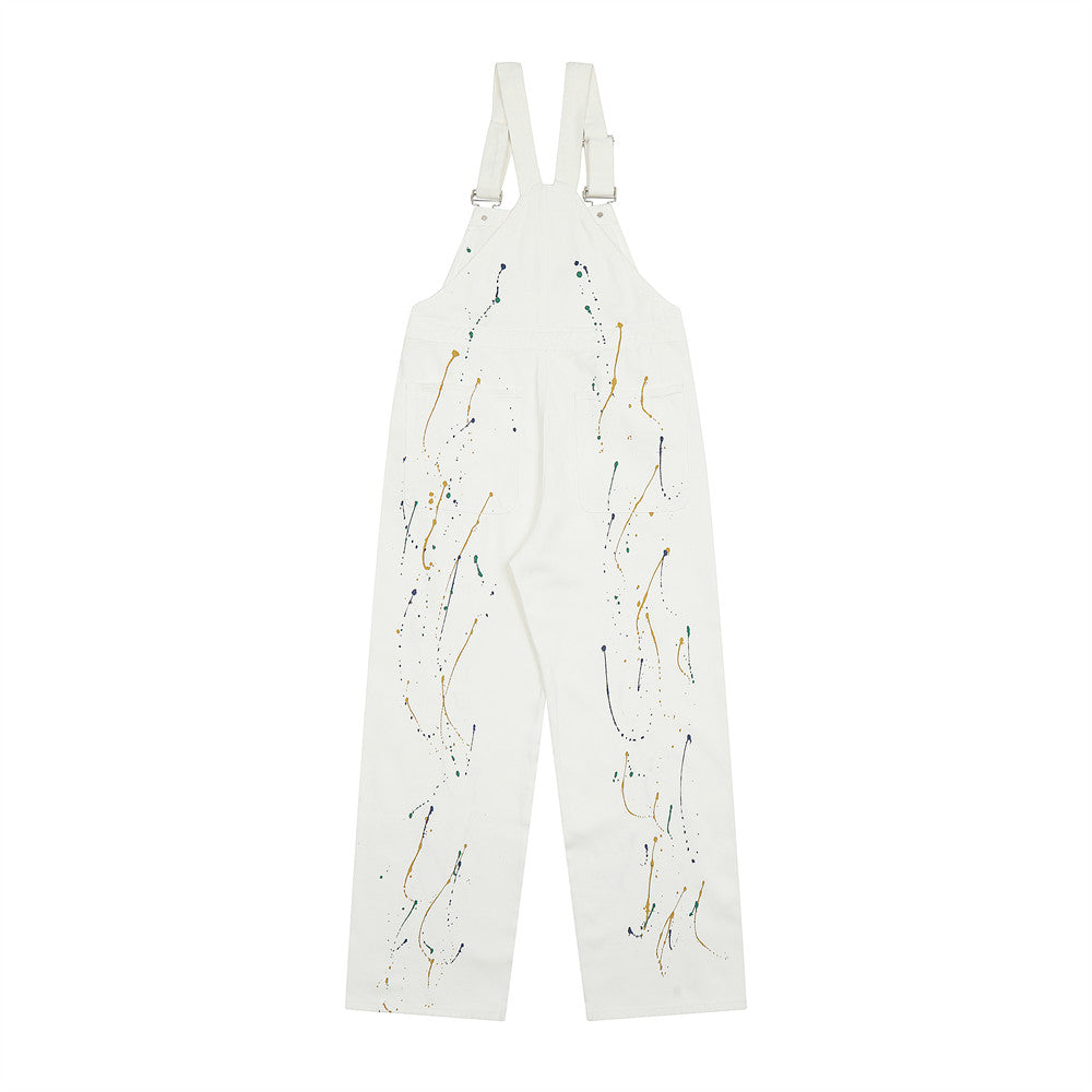 Overalls Men Jumpsuit Letter Embroidered Denim Overalls Men's Loose Ins Fashion Brand Workwear Jumpsuit