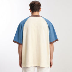 Unisex Polo Shirt Splicing Zip Short Sleeve T-Shirt